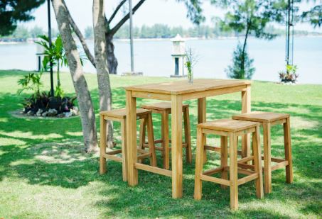 Teak Bar Stool Set